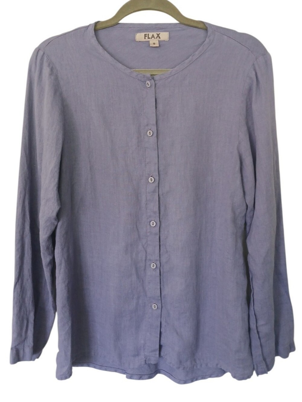 FLAX Lavender Button-Front Linen Blouse